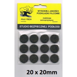 FILC Podkładki filcowe 20x20mm BRĄZOWE / blister 12 szt / podkładki meblowe samoprzylepne / 3535 / OKRĄGŁE